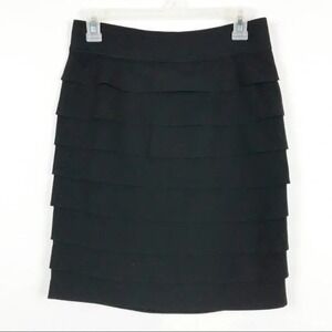 Alfani Petite Black Tiered Mini Skirt Back Zip Office Party Chic 2P